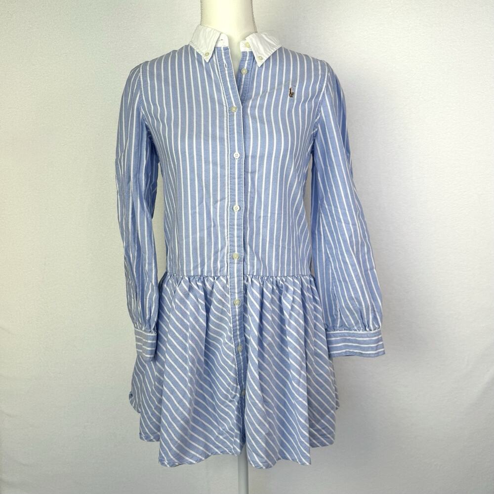 Ralph Lauren Shirtdress Pleated (Girls 16/Women’s 2-4) Button Up Collard Stripe